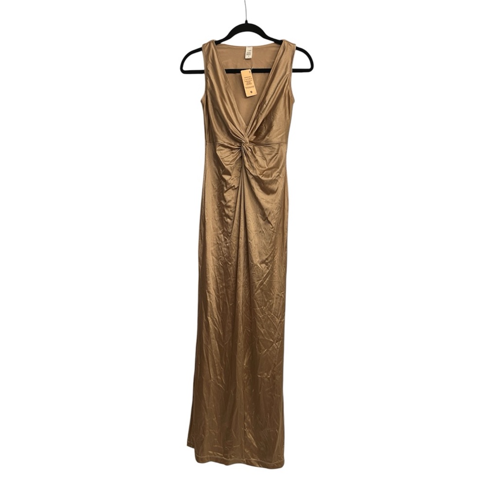 Popilush Shapewear Dress Bodycon Sleeveless V Neck Maxi Dress Gold Sz. S - NWT